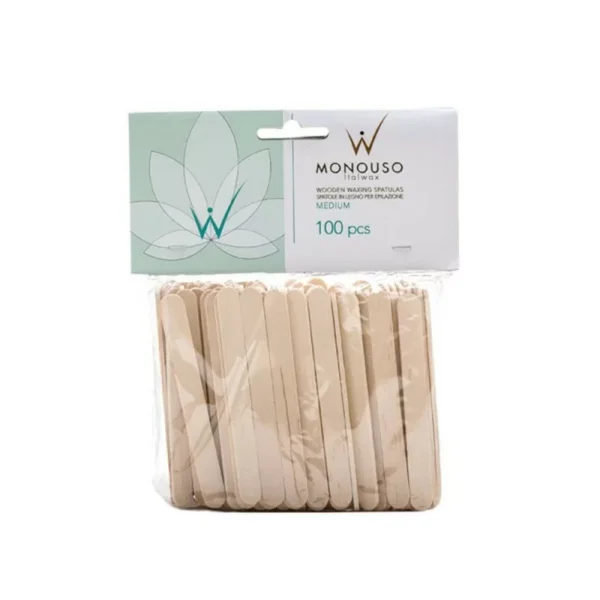 Italwax engångsspatlar i trä (93 x 9 x 2 mm), 100 st. Perfekta för ansiktsvaxning och bikinivaxning.